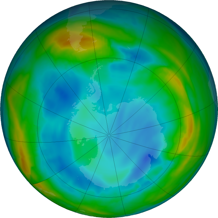 Antarctic ozone map for 14 July 2017